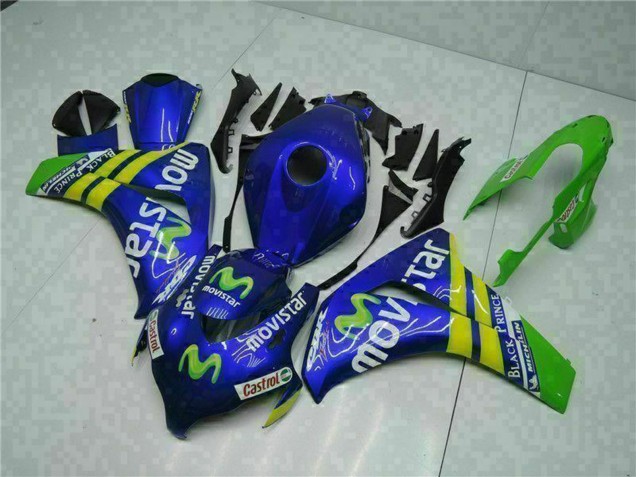 Carenagens Moto Honda CBR1000RR 2008-2011 - Azul Amarelo Verde MoviStar Castrol