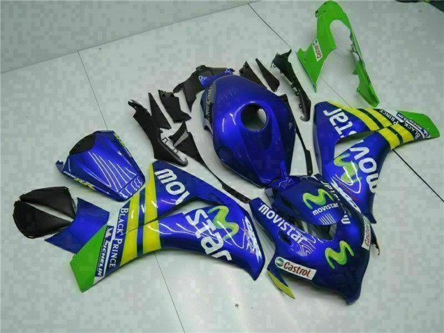Carenagens Moto Honda CBR1000RR 2008-2011 - Azul Amarelo Verde MoviStar Castrol