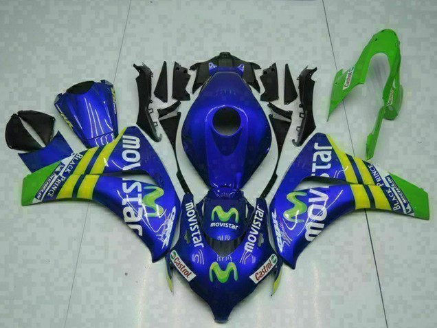 Carenagens Moto Honda CBR1000RR 2008-2011 - Azul Amarelo Verde MoviStar Castrol