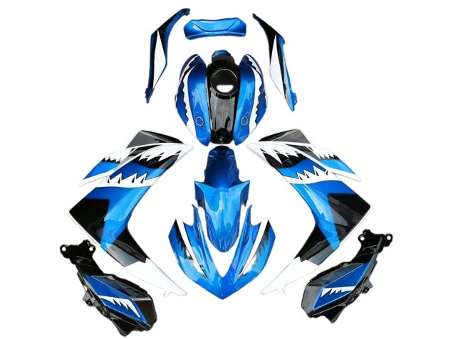 Carenagem Moto Yamaha R3 2015-2018 - Azul Branco Preto Tubarão