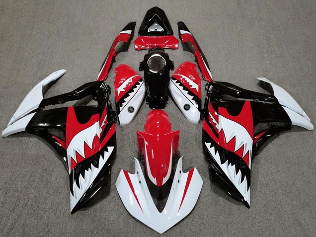 Carenagens Moto Yamaha R3 2015-2018 - Branco Vermelho Preto Tubarão