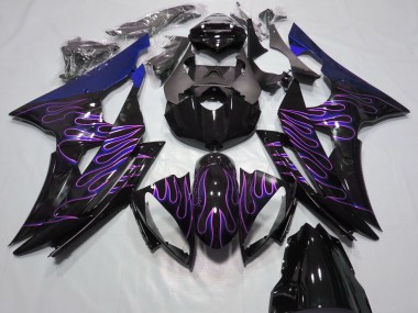 Carenagens Moto Yamaha R6 2008-2016 - Azul Preto Brilhante Roxo Chama
