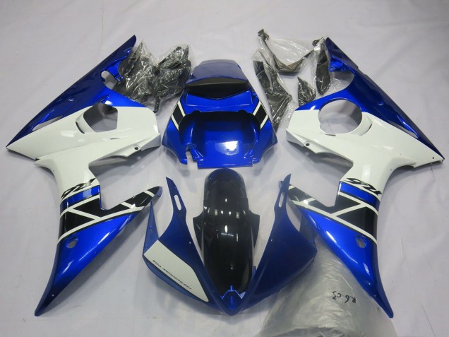 Carenagens Moto Yamaha R6 2003-2004 - Azul Branco Preto Brilhante OEM Estilo