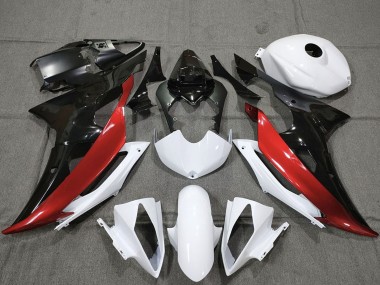Carenagens Moto Yamaha R6 2008-2016 - Branco Vermelho Preto Brilhante