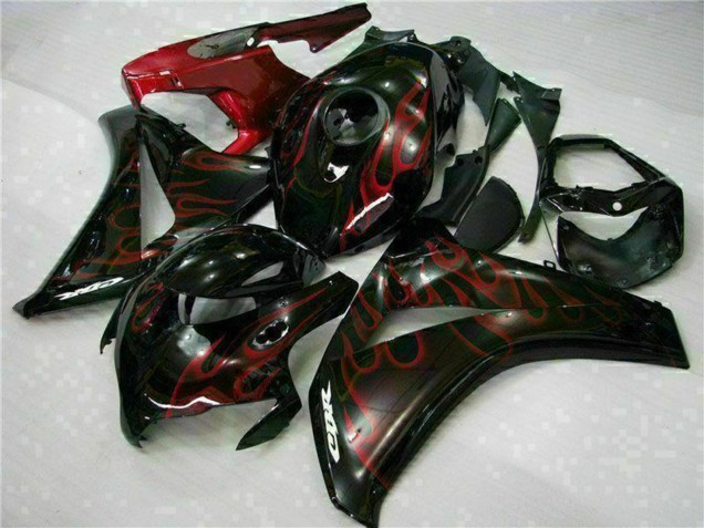 Kits Carenagem Moto Honda CBR1000RR 2008-2011 - Preto Brilhante Vermelho Chama