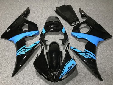 Carenagens Moto Yamaha R6 2003-2004 - Preto Brilhante Azul Claro