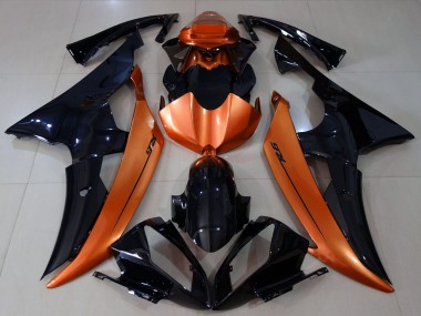 Carenagens Moto Yamaha R6 2008-2016 - Laranja Preto Brilhante