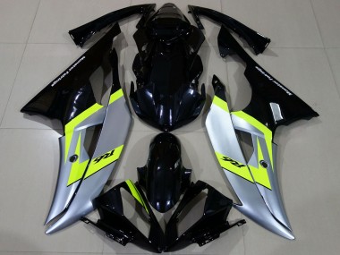 Carenagens Moto Yamaha R6 2008-2016 - Prata Verde Néon Preto Brilhante