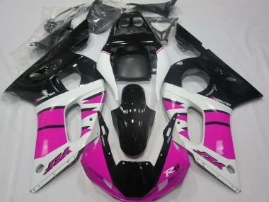 Carenagens Moto Yamaha R6 1998-2002 - Branco Rosa Preto Brilhante