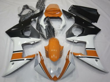 Carenagens Moto Yamaha R6 2003-2004 - Branco Laranja Preto Fosco