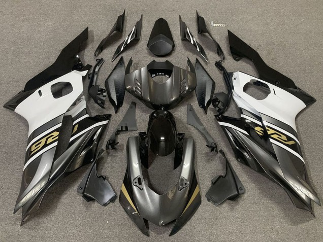 Carenagens Moto Yamaha R6 2017-2023 - Branco Cinzento Preto Brilhante Ouro
