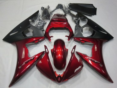Carenagens Moto Yamaha R6 2005 - Vermelho Escuro Preto Fosco