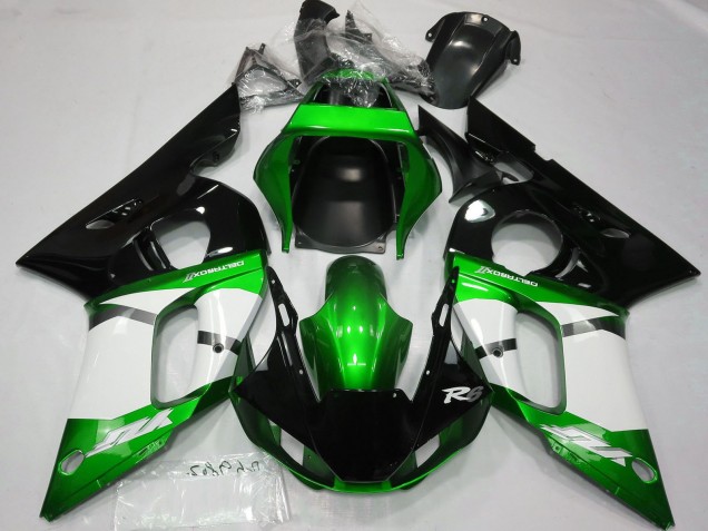 Carenagens Moto Yamaha R6 1998-2002 - Verde Branco Preto Brilhante