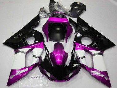 Carenagens Moto Yamaha R6 1998-2002 - Roxo Branco Preto Brilhante