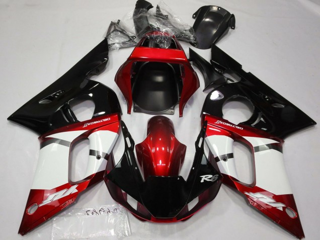 Carenagem Moto Yamaha R6 1998-2002 - Vermelho Branco Preto Brilhante