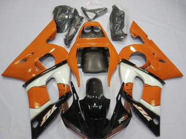 Carenagens Moto Yamaha R6 1998-2002 - Laranja Branco Preto Brilhante