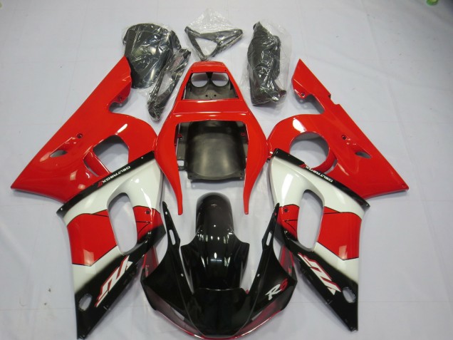 Carenagens Moto Yamaha R6 1998-2002 - Vermelho Branco Preto Brilhante