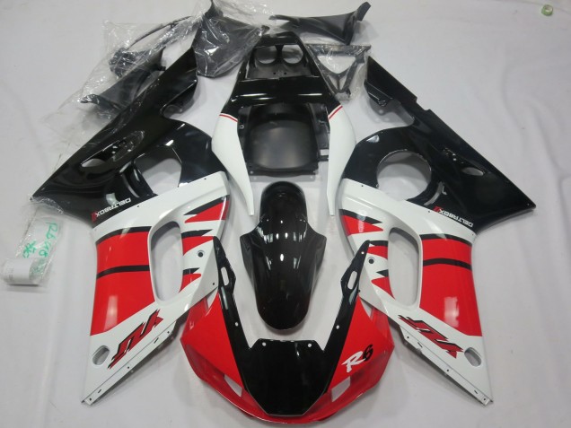 Carenagens Moto Yamaha R6 1998-2002 - Branco Vermelho Preto Brilhante