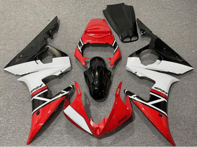 Carenagens Moto Yamaha R6 2003-2004 - Vermelho Branco Preto Brilhante