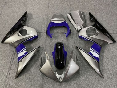 Carenagens Moto Yamaha R6 2003-2004 - Prata Azul Preto Brilhante