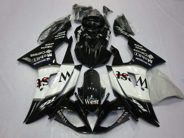 Carenagens Moto Yamaha R6 2008-2016 - Preto Brilhante Branco West Michelin