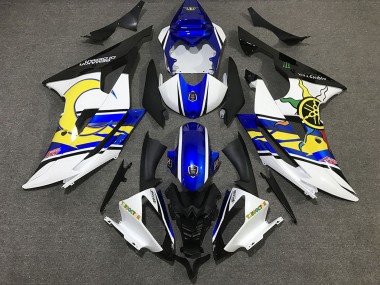 Carenagem Moto Yamaha R6 2008-2016 - Branco Azul Preto Amarelo
