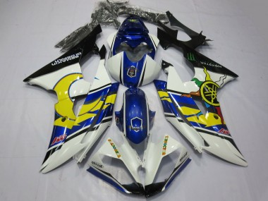 Carenagens Moto Yamaha R6 2008-2016 - Branco Azul Preto Amarelo