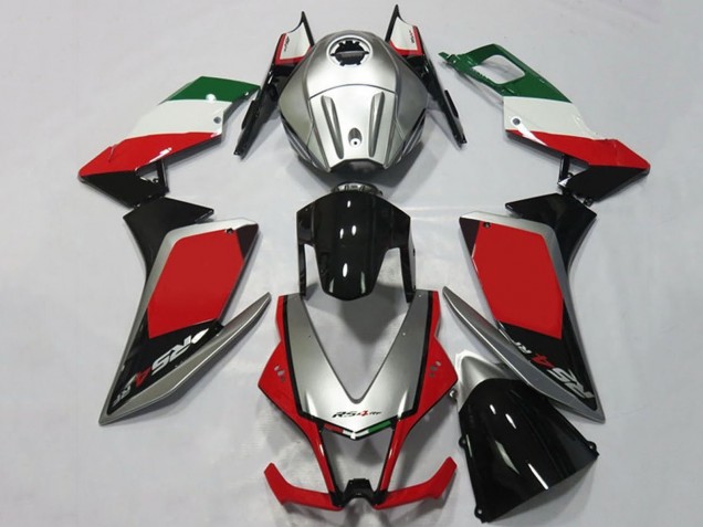 Carenagens Moto Aprilia RS4 125 2012-2019 - Prata Vermelho Preto Brilhante