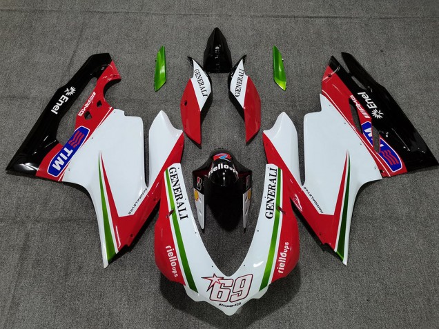 Carenagens Moto Ducati 959 1299 2015-2020 - Branco Vermelho Verde Preto Brilhante Generali Tim 69