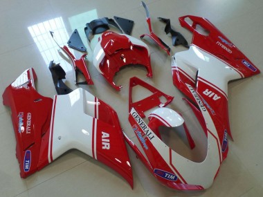 Carenagens Moto Ducati 848 1098 1198 2007-2014 - Vermelho Branco Air Generali Tim
