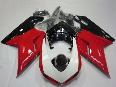 Carenagens Moto Ducati 1098 2007-2014 - Vermelho Branco Preto Brilhante