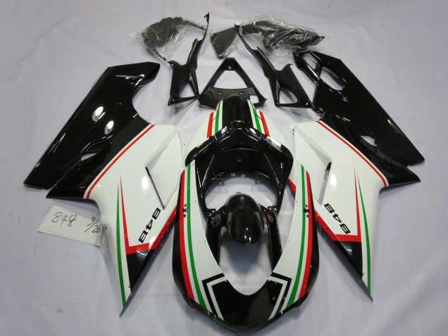 Carenagens Moto Ducati 848 2007-2014 - Branco Vermelho Verde Preto Brilhante