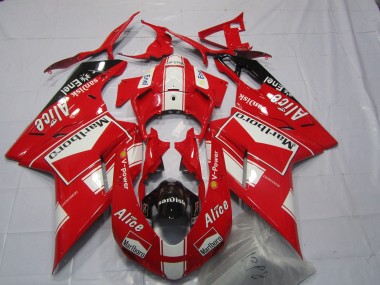 Carenagens Moto Ducati 848 1098 1198 2007-2014 - Branco Vermelho Preto Brilhante Marlboro Alice