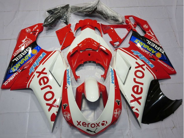 Carenagens Moto Ducati 848 1098 1198 2007-2014 - Branco Vermelho Azul Preto Brilhante Valsir Xerox
