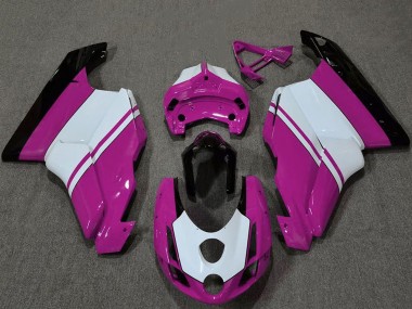 Carenagens Moto Ducati 749 999 2003-2004 - Branco Rosa Preto Brilhante