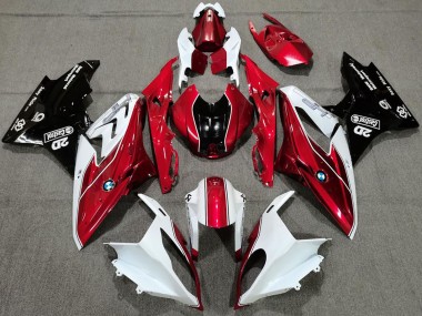 Carenagens Moto BMW S1000RR 2017-2018 - Branco Vermelho Preto Brilhante