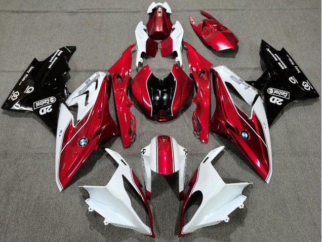 Carenagens Moto BMW S1000RR 2017-2018 - Branco Vermelho Preto Brilhante