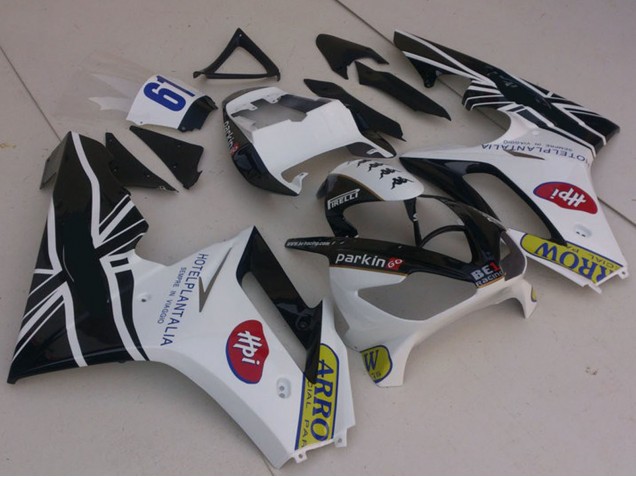 Carenagens Moto Triumph Daytona 675 2006-2008 - Branco Preto Brilhante Flag