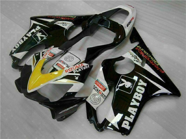 Carenagens Moto Honda CBR600 F4i 2001-2003 - Branco Amarelo Preto Brilhante Playboy