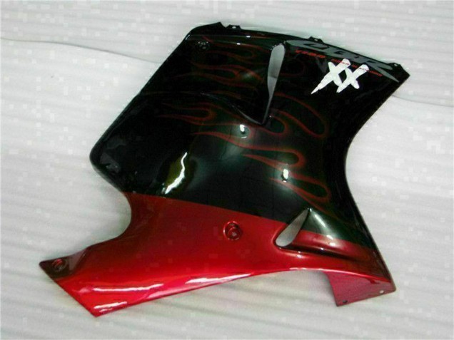 Kit Carenagens Moto Honda CBR1100XX Blackbird 1996-2007 - Preto Brilhante Vermelho Chama