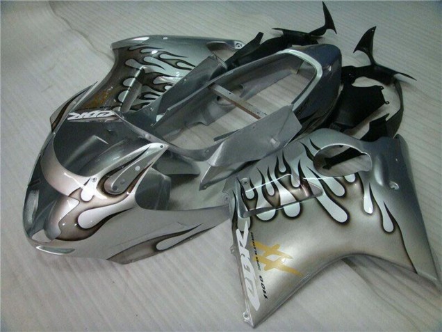 Carenagem Moto Honda CBR1100XX Blackbird 1996-2007 - Prata Preto Chama