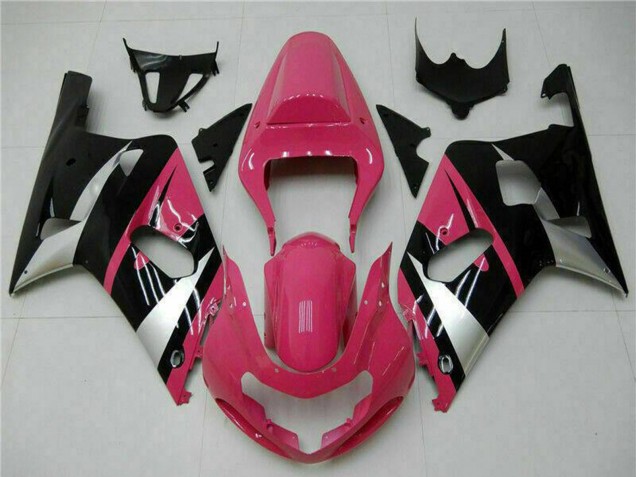 Carenagens Moto Suzuki GSXR 600/750 2001-2003 - Rosa Prata Preto Brilhante