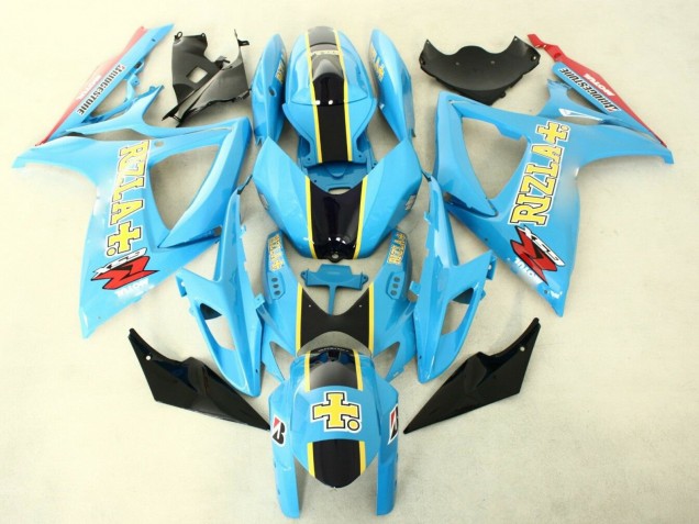 Carenagens Moto Suzuki GSXR 600/750 2006-2007 - Azul Claro Preto Amarelo Rizla