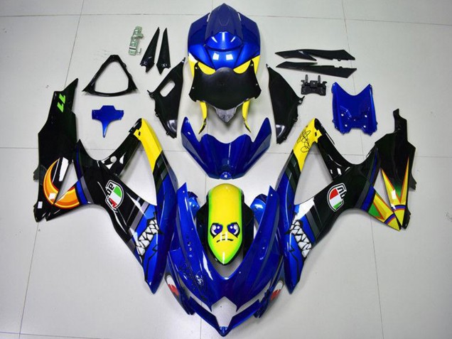 Carenagens Moto Suzuki GSXR 600/750 2008-2010 - Azul Amarelo Tubarão