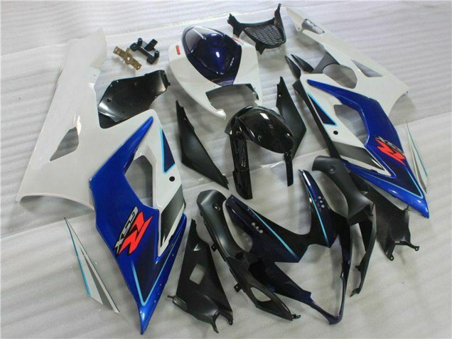 Kits Carenagem Moto Suzuki GSXR 1000 2005-2006 - Branco Azul Preto Brilhante