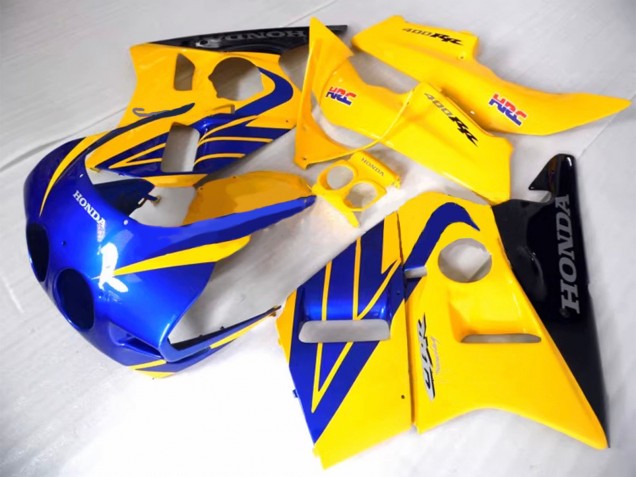 Carenagens Moto Honda CBR400RR NC23 1987-1989 - Amarelo Azul Preto Brilhante