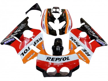 Carenagens Moto Honda CBR400RR NC23 1987-1989 - Laranja Branco Vermelho Preto Brilhante Repsol HRC