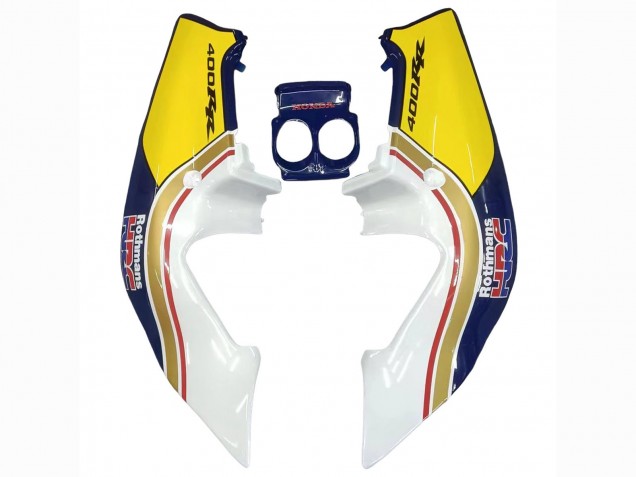 Carenagens Moto Honda CBR400RR NC23 1987-1989 - Branco Amarelo Azul Rothmans