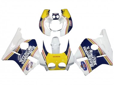 Carenagens Moto Honda CBR400RR NC23 1987-1989 - Branco Amarelo Azul Rothmans