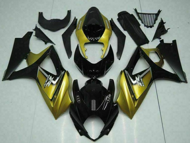 Carenagens Moto Suzuki GSXR 1000 2007-2008 - Ouro Preto Brilhante Prata Decal